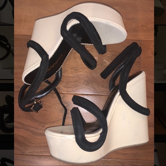 NEW Emporio Armani high platform 5.25” sandals wedges 36 - Picture 5 of 16
